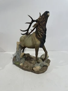 Vintage HOMCO Porcelain Masterpiece Wilderness Elk Figurine 1993 Signed M Juno - Picture 1 of 11