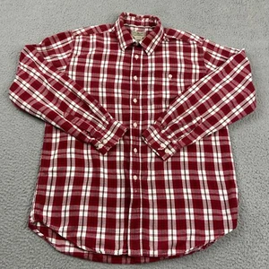 LL Bean Hemd Herren Medium rot weiß kariert Langarm Knopfleiste Flanell Arbeitskleidung - Bild 1 von 13