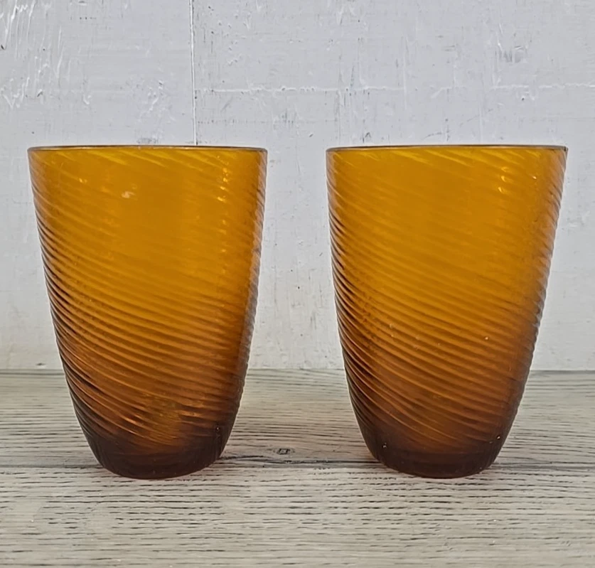 Vtg Lenox Ware Sociables Amber Swirl 12 oz Plastic Water Tumblers - Set of 2 - Image 1 of 4