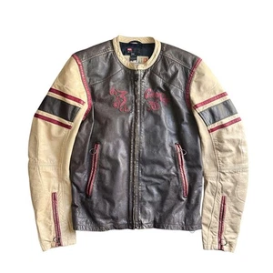 DIESEL 90s Vintage Leather Racing Jacket Rare design Men’s Size XL - Picture 1 of 10