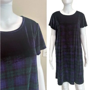 Vineyard Vines Blackwatch Velvet Madaket Dress Size Large Tartan Plaid Velour - Bild 1 von 14