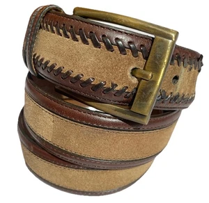 Cintura Tommy Bahama marrone scamosciata pelle bordo intrecciato fibbia ottone boho uomo taglia 36 - Foto 1 di 11