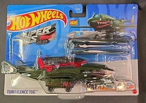 Hot Wheels Super Rigs Turbulence Tug Plane Truck Hauler Green & Diecast Car 2025 - Picture 1 of 6