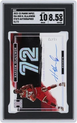 Hakeem Olajuwon Rockets Signed 2022-23 Impeccable #ISA-HKO 51/72 SGC 8.5/10 Card - Image 1 of 3