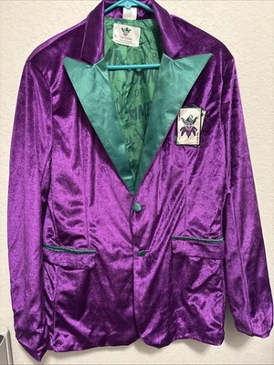 Jaqueta Blazer Verde Roxa Fantasia Halloween Espírito Tamanho G O Cartão Coringa - Imagem 1 de 4