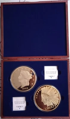 2 Gigant Medaillen Indian Head und  Liberty Head   2014  in einer Holz Sammelbox - Bild 1 von 4