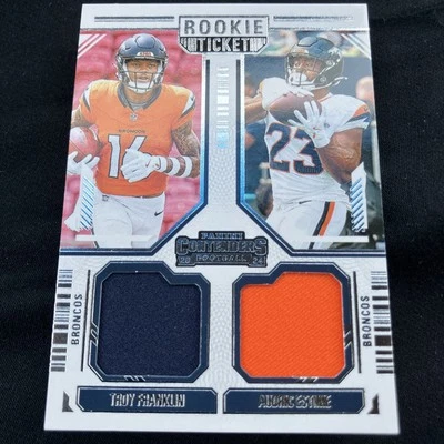 2024 Panini Contenders- Troy Franklin & Audric Estime Patch RC Denver Broncos - Image 1 of 2