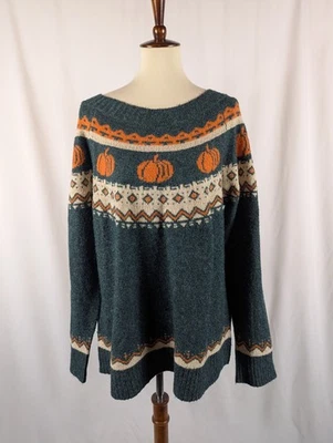 Suéter Calabaza Maurices Fair Isle Verde Difuso Otoño Invierno Mujer Talla XXL Foto 1 de 4