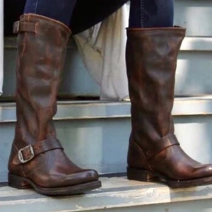 Frye Veronica lässige braune Leder Engineer Stiefel 7,5 - Bild 1 von 14