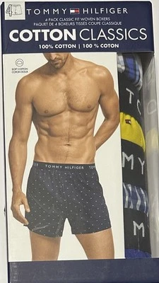 Tommy Hilfiger Men's 4-Pack Classic Fit  Woven Boxers Medium (32-34)  Assorted - Image 1 of 4