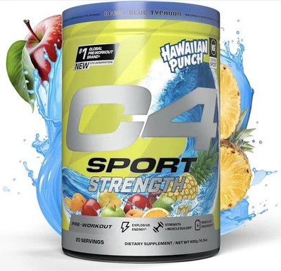 C4 Sport Strength, Pre-Entrenamiento Hawaiian Punch Berry Blue Typn 14.3 OZ  Foto 1 de 4