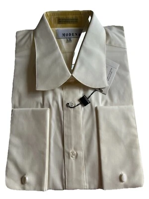 Modena Dress Shirt With Cufflink Sleeve Size:18 Tall 36/37 Color: Cream. - Image 1 of 4