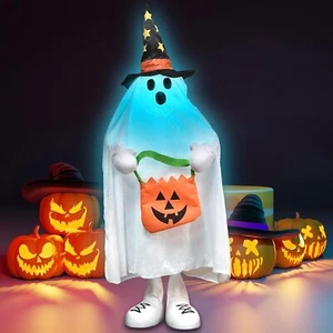 2024 Halloween Gifts Décor Porch Lighted Decorations White Ghosts Trick Treater - Picture 1 of 7