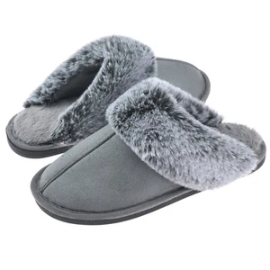 Womens Soft Scuff Slippers Memory Foam Fuzzy Slip-On Bedroom House Shoes - Picture 1 of 14