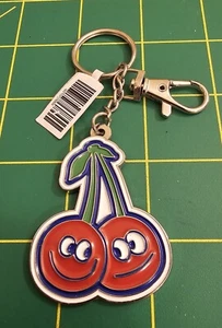 Vintage Levi's Double Cherries Novelty Metal Keychain - Picture 1 of 2