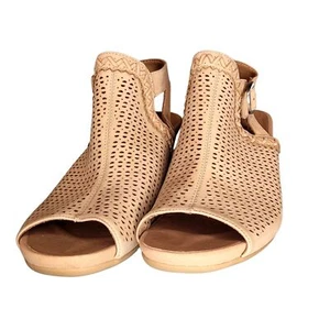 Earth Ivy Syrah Wide 7.5W Nude Leather Wedge Nubuck Women's Shoes Heels - Picture 1 of 9