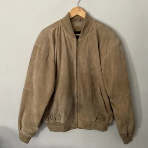Vintage Croft & Borrow Full Zip Leather Jacket Medium Men Outdoors Brown Suede - Picture 1 of 12