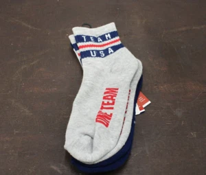 Team USA Olympic games Flag socks YOUTH size 4-10 (2 Pair - Gray / Blue) - Picture 1 of 7