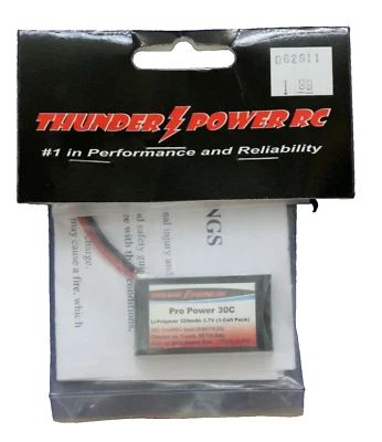 Thunder Power RC Pro Power 30C Li-Polymer 320MAH 3.7V 1 cell Pack MIP - Image 1 of 2