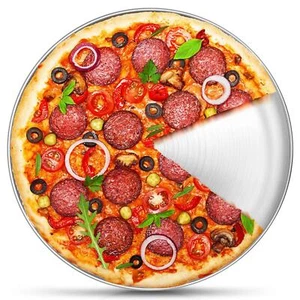 12 Inch Pizza Pan, Stainless Steel Round Baking Tray Metal Serving Dish for H... - Picture 1 of 7