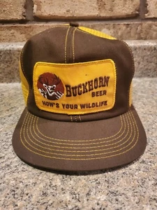 Vintage K-Brand K-Products USA Rare Buckhorn Beer 70's Snapback Trucker Hat (Z7) - Picture 1 of 10