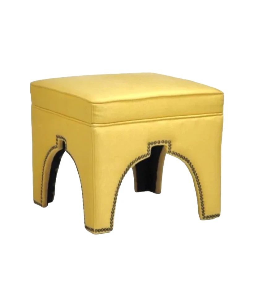 Ottoman Moroccan Cut with Brass Nailhead Trim Designer Furniture Decor Gift - Image 1 of 4
