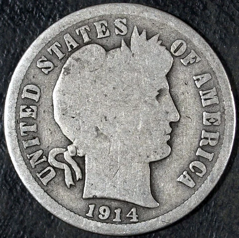 1914 S Barber Silver Dime ☆☆ Circulated ☆☆ Great Set Filler 309 Cover