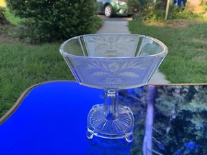 EAPG Flower Pot 8.25" Footed Tall Compote 1870's Clear Non-flint Glass Antique - Picture 1 of 12