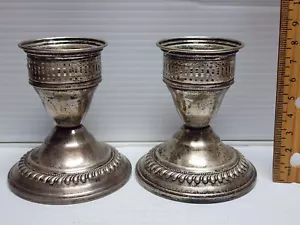 Vintage Sterling Silver Matched Set Candleholders Marked Wieghted #1 - Bild 1 von 2
