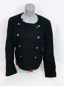 Chaqueta corta para mujer Talbots talla 12 negra con cremallera y botones 100 % algodón - Imagen 1 de 12