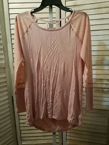 Danskin Damen Bluse Größe S hell mauve Netz Langarm Träger hinten sportlich - Bild 1 von 8