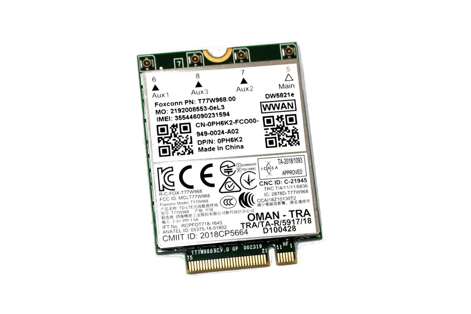 GENUINE Dell Latitude 5420 5424 7424 DW5821e Snapdragon X20 LTE PH6K2 0PH6K2 - Image 1 of 1