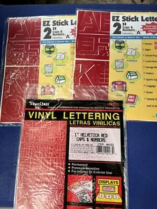 EZ Stick Vinilo Helvetica Gorra ROJA Letras y Números 1” Y 2”, Lote de 3 - Imagen 1 de 4