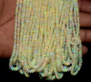 Opal Edelstein Perlen Halskette 16" natürlicher äthiopischer Opal Welo Feueropal 1 Stränge - Bild 1 von 4