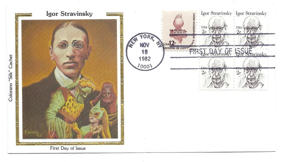 1845 2c Igor Stravinsky  Colorano "Silk" Cachetl FDC - Image 1 of 1