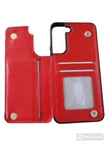 Samsung 23 Magnetic Red Wallet Leather Case ID/Credit Card Slot Preowned - Photo 1 sur 4