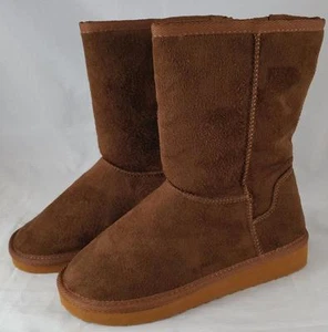 Soda Soong IIS Girls Youth Brown Faux Suede Fur lining Mid calf Boots - Picture 1 of 1