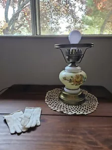VIntage Hurricane Lamp Electric Floral - Picture 1 of 7