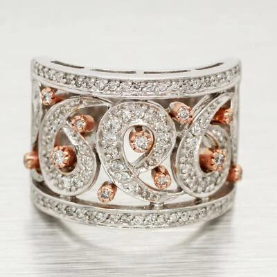 Anillo Sonia Bitton con remolinos de diamantes y oro rosa de 0,50 quilates | Oro blanco de 14 k Foto 1 de 4