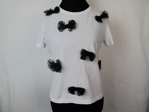 Zara top white, black bow size S (JJ) - Photo 1/7
