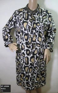 ST JOHN SoCa LEOPARD PRINT TUNIC DRESS 3/4 SLEEVE 97% COTTON Casual/Work M $595 - Picture 1 of 16