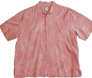 Jamaica Jaxx Hawaiian Shirt Mens XL Orange Palm Print Short Sleeve Button Silk - Picture 1 of 6