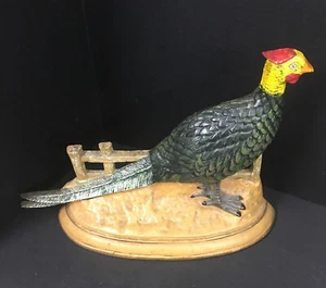 VINTAGE CAST IRON Door Stop pheasant Hand Painted - Picture 1 of 8