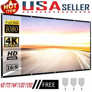 Portable Projector Screen 16:9 HD Outdoor Home Cinema Theater 3D Movie Foldable - Picture 1 of 12