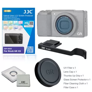 For Ricoh GR III GR3 GRIIIX GR3X:Lens Cap+UV Filter+Thumbs Grip+Screen Protector