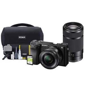 Sony Alpha a6100 APS-C Mirrorless Camera with 16-50mm and 55-210mm Lenses bundle - Picture 1 of 8