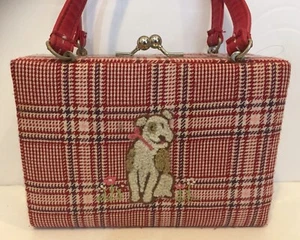 VTG Gymboree Girls Handbag Purse Dog Terrier Plaid Tartan Scotty Puppy Red - Picture 1 of 8