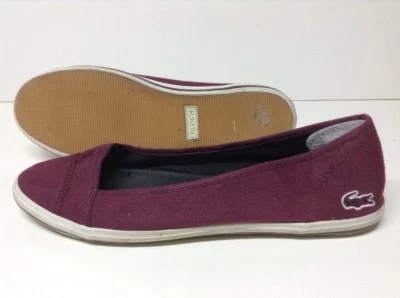 Lacoste Marthe Paris Women's Slip On Flat Canvas Shoes Wine Sz 9.5 SHIPS FREE - Image 1 of 4