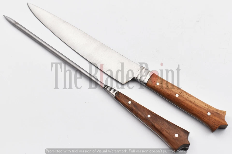 Cuchillo de talla vintage y tenedor cuchillo de aguja juego de regalo acero inoxidable Foto 1 de 4