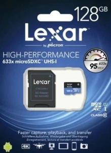 Lexar High Performance 633x 128 GB MicroSDXC UHS-I Card With SD Adapter - 128GB - Picture 1 of 4